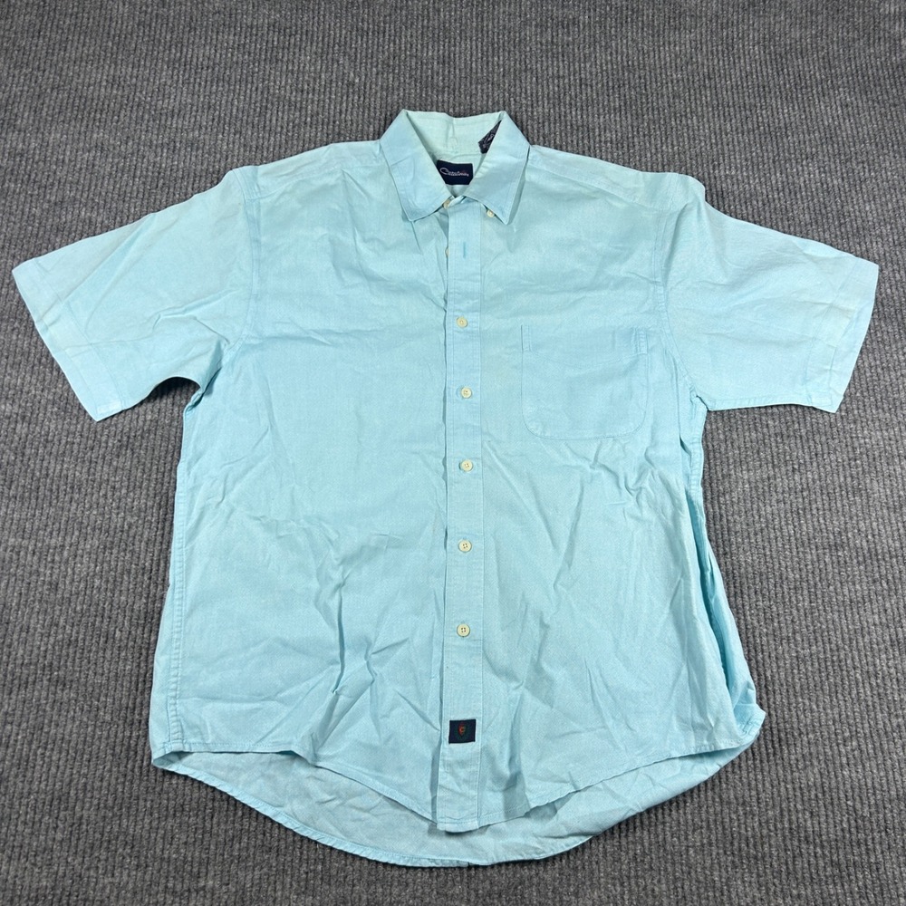 Catalina Shirt Men's L Blue Cotton Short Sleeve Button Down Oxford Teal